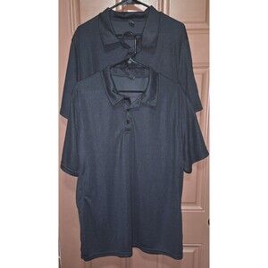 2 Black Polo Shirts XL Breathable Short Sleeve Non Branded